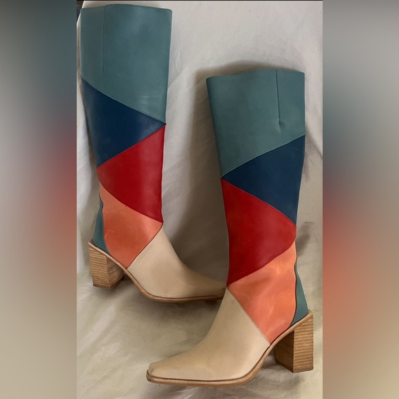 Jeffrey. Campbell RARE PATCHWORK CALIMITY KNEE HIGH HEEL BOOTS 8 HOT! - Picture 4 of 15